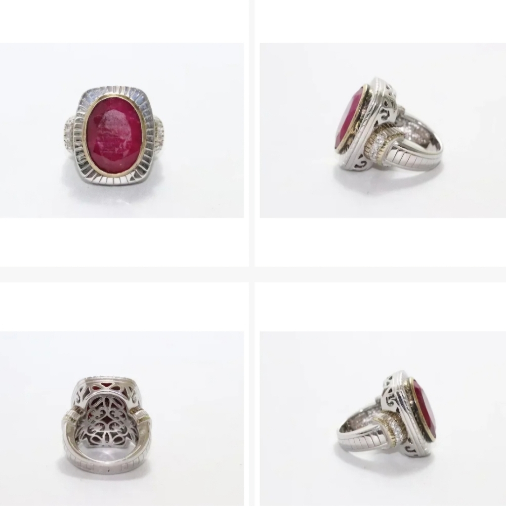 Ruby Ring Set In Sterling Silver, Extra Large Set… - image 2